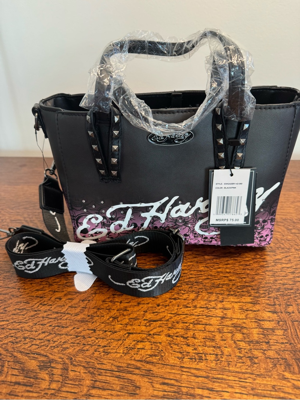 Ed Hardy Studded Tote/Crossbody Bag